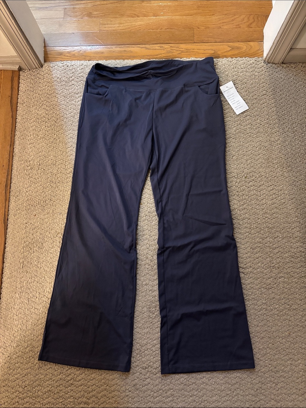 Women’s Fold-Over Waist Flared Pants - Navy